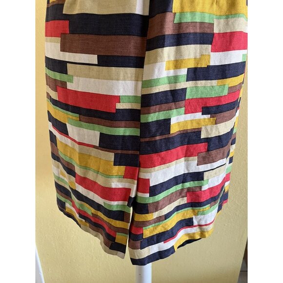 Milly linen silk wool Mod sheath dress workwear sleeveless knee length size 6 - Picture 5 of 7